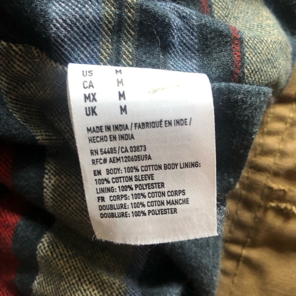 American Eagle Men's Tan Khaki Workwear Utility Trucker Bomber Jacket Medium - Picture 13 of 13